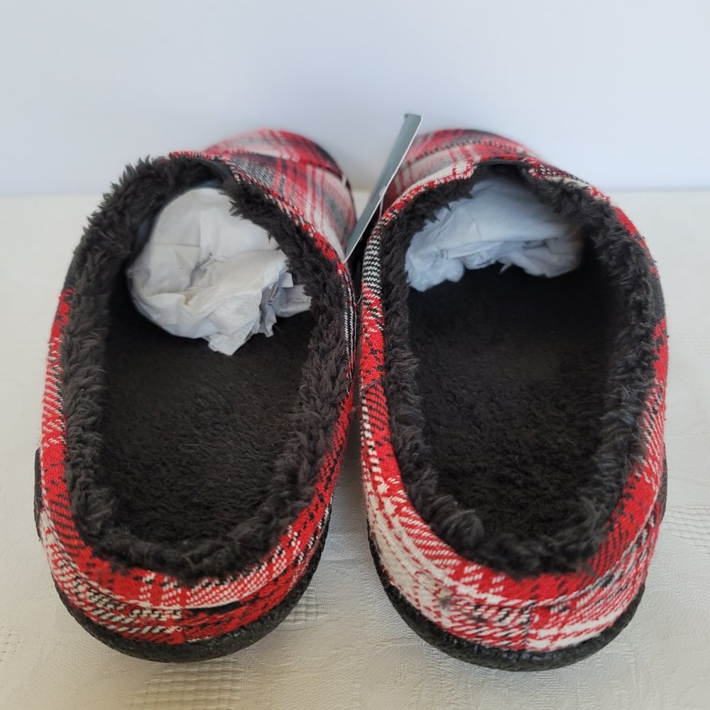 TOMS Men's Berkeley Faux Fur Lined Slip-On Slippers-Red Plaid- MEN's US Size 10⭐ - Picture 7 of 13
